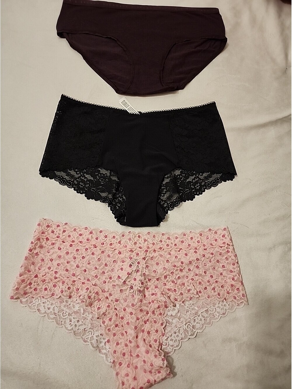 New 3 PACK Victoria’s Secret  Cheeky/cheeky Lace Panties Underwear Women Size LG